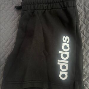 adidas Black Shorts with White Vertical Logo